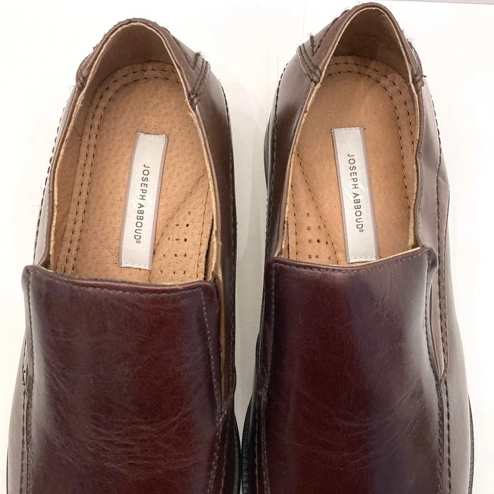 Joseph Abboud Dress Loafers‎ Shoes Brown Leather Square Apron Toe Men's 11.5M